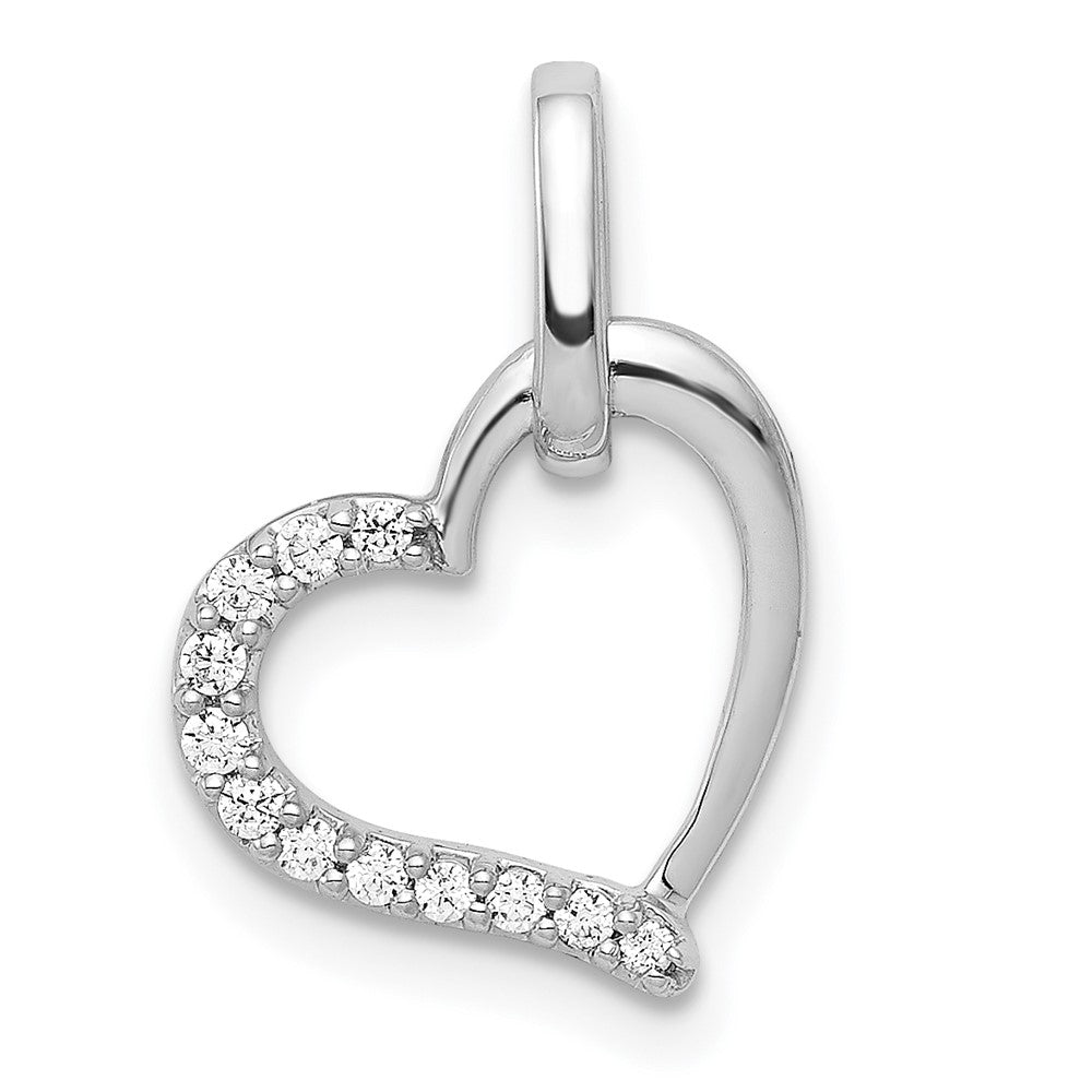 14k White Gold 1/15ct. Real Diamond Heart Pendant
