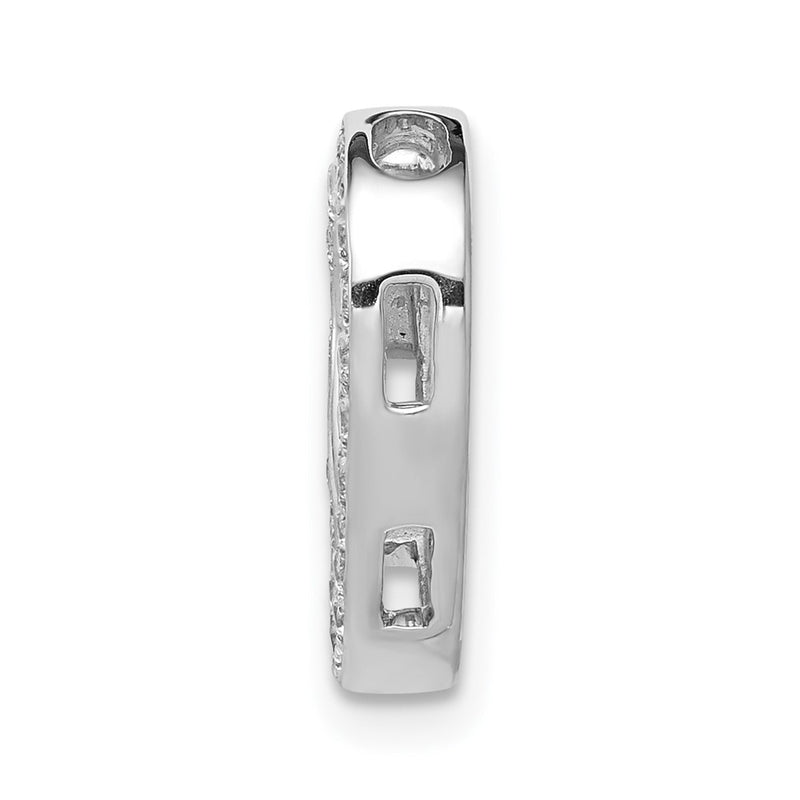 14k White Gold 1/6ct. Real Diamond Heart Chain Slide
