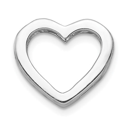14k White Gold 1/6ct. Real Diamond Heart Chain Slide