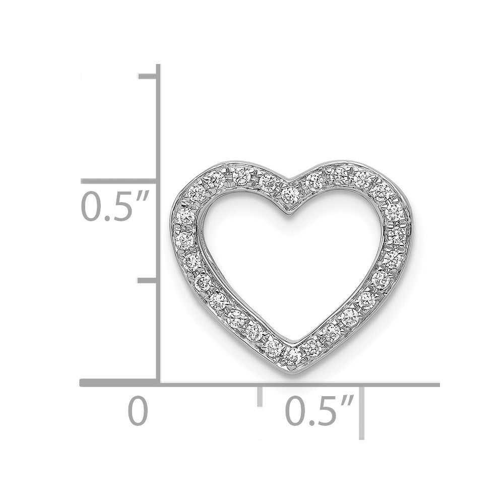 14k White Gold 1/6ct. Real Diamond Heart Chain Slide