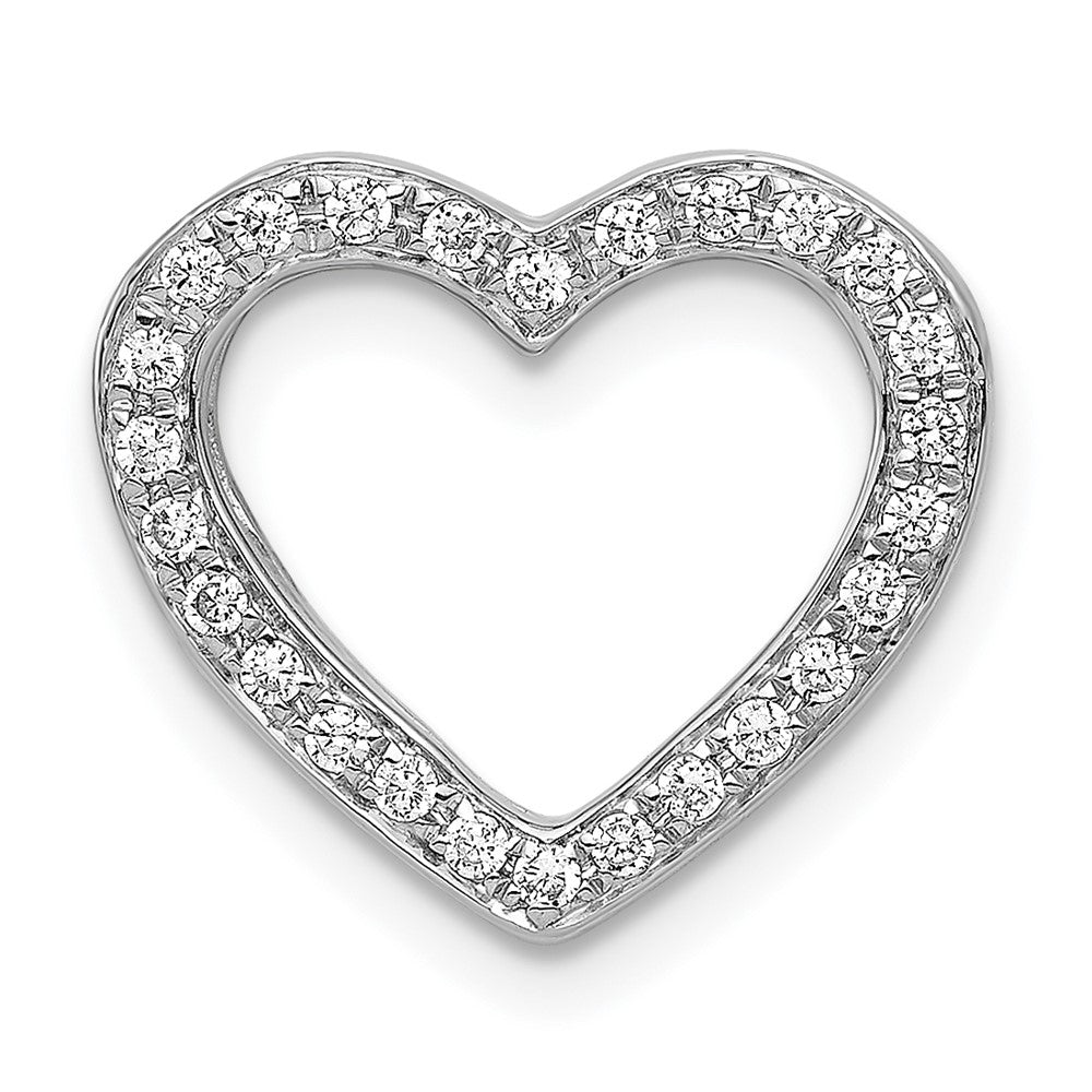 14k White Gold 1/6ct. Real Diamond Heart Chain Slide