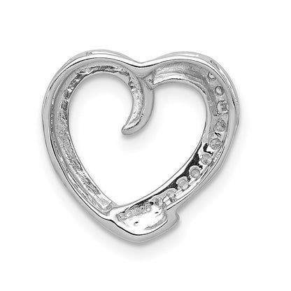 14k White Gold 1/20ct. Real Diamond Heart Chain Slide