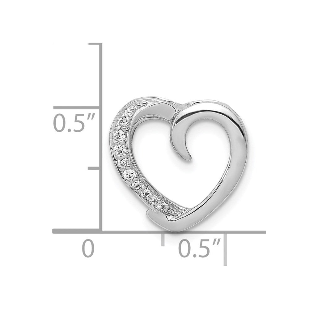 14k White Gold 1/20ct. Real Diamond Heart Chain Slide