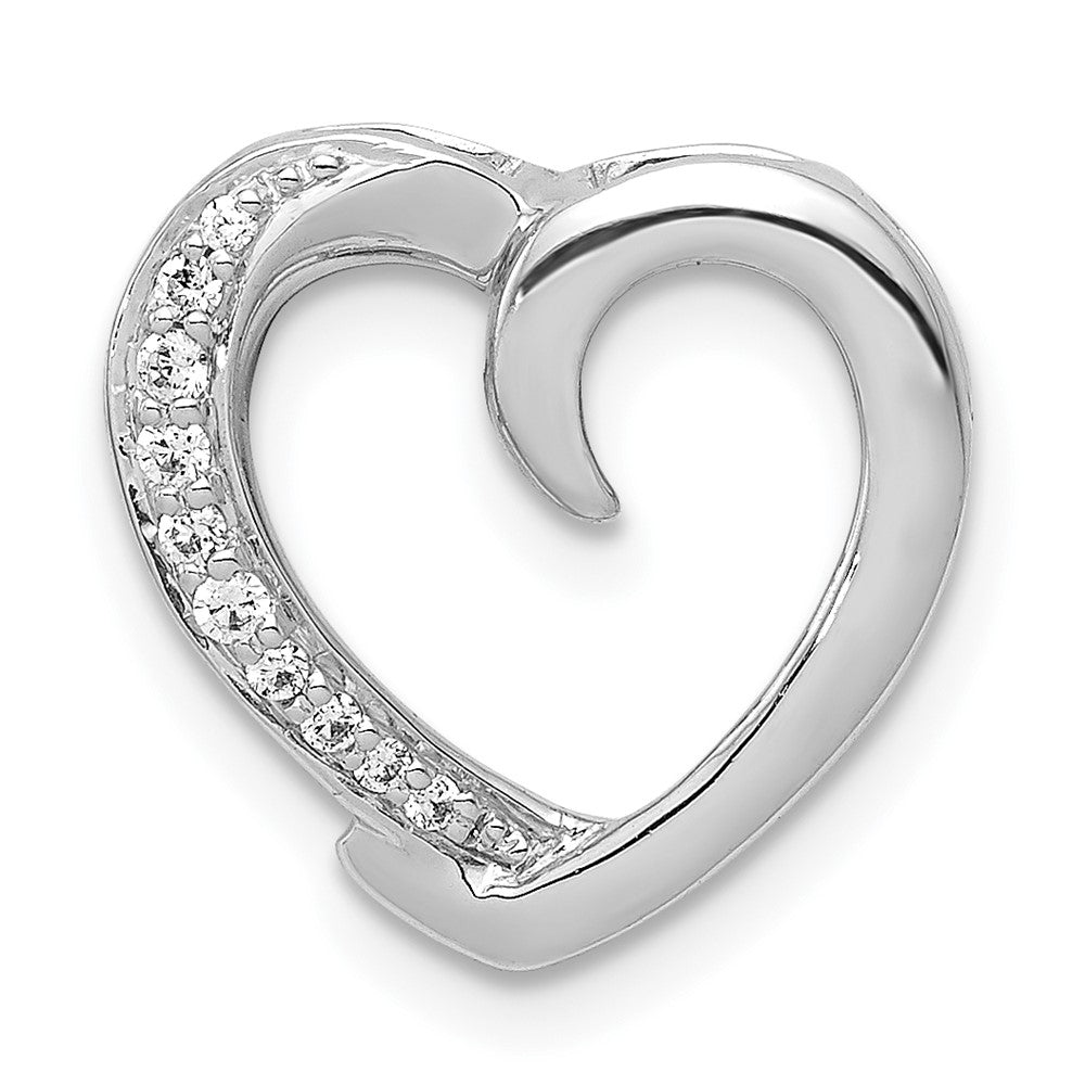 14k White Gold 1/20ct. Real Diamond Heart Chain Slide