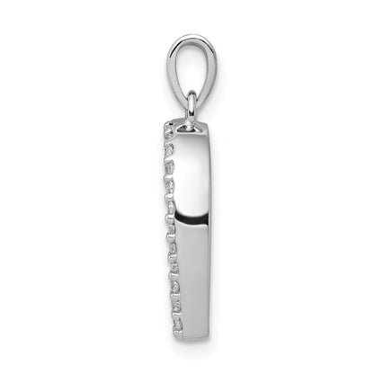 14k White Gold Real Diamond Heart Pendant