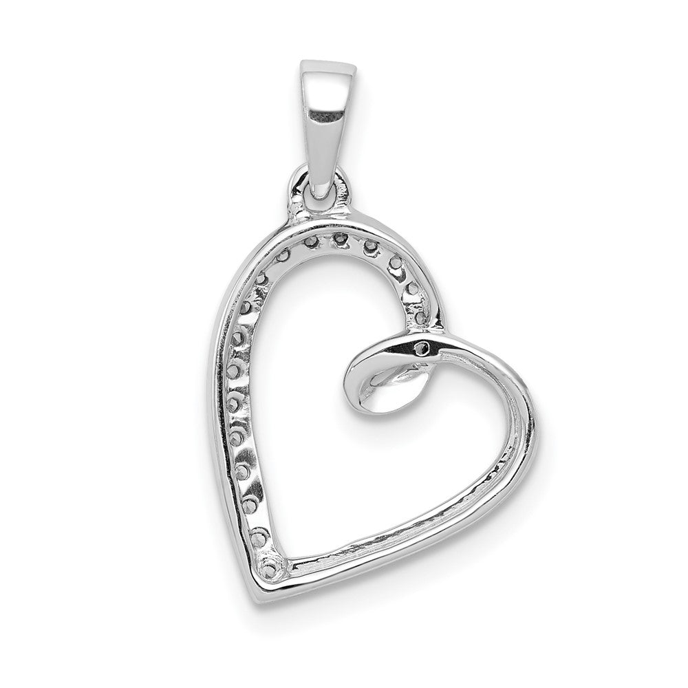 14k White Gold Real Diamond Heart Pendant