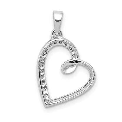 14k White Gold Real Diamond Heart Pendant