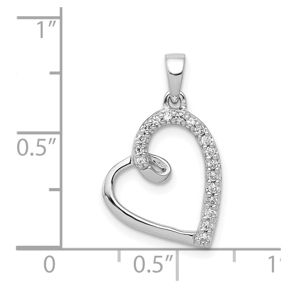14k White Gold Real Diamond Heart Pendant