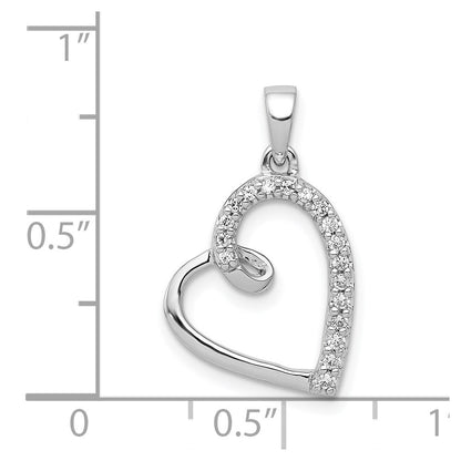 14k White Gold Real Diamond Heart Pendant