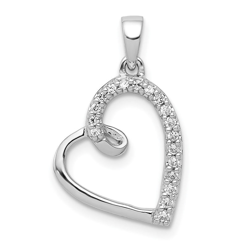 14k White Gold Real Diamond Heart Pendant