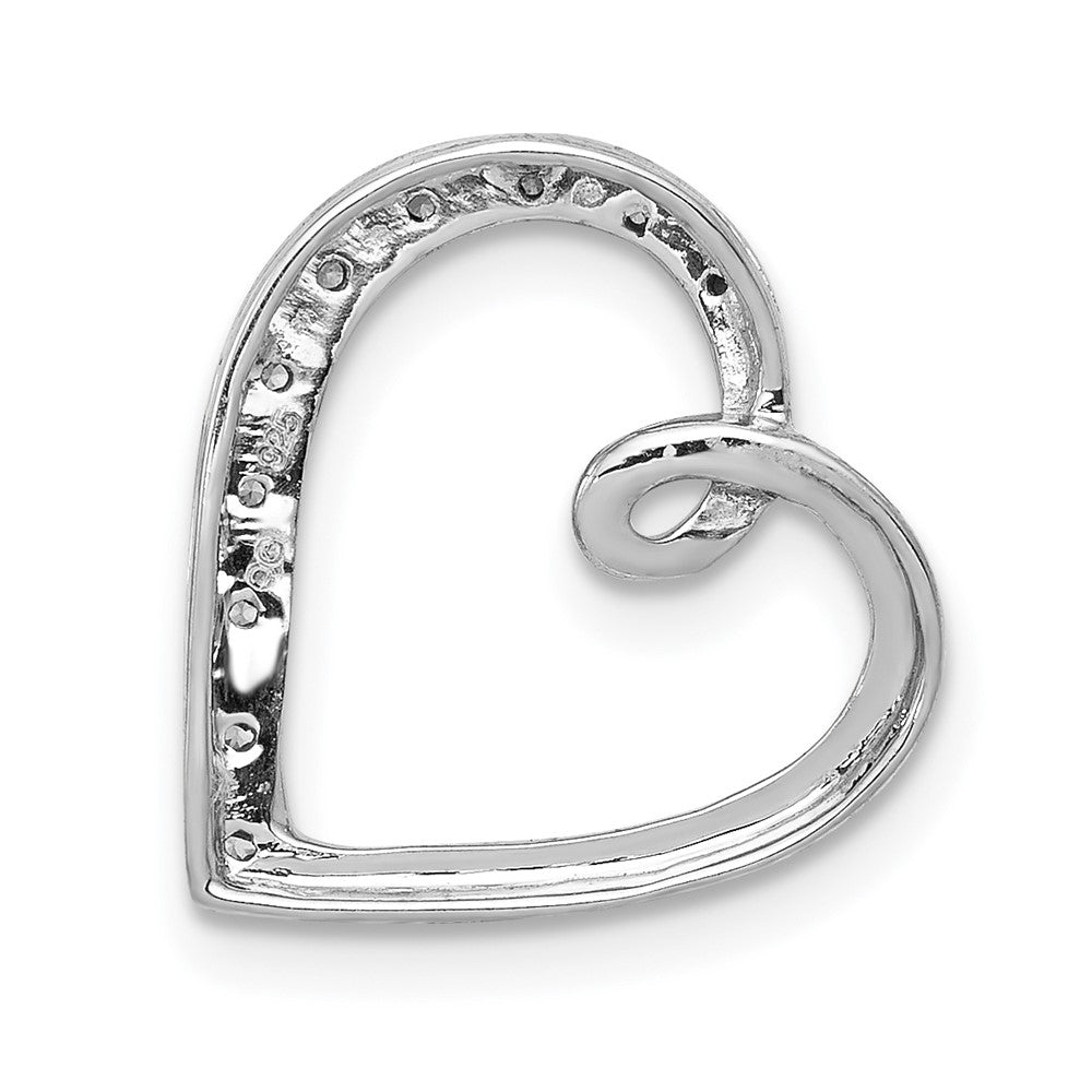14k White Gold 1/20ct. Real Diamond Heart Chain Slide