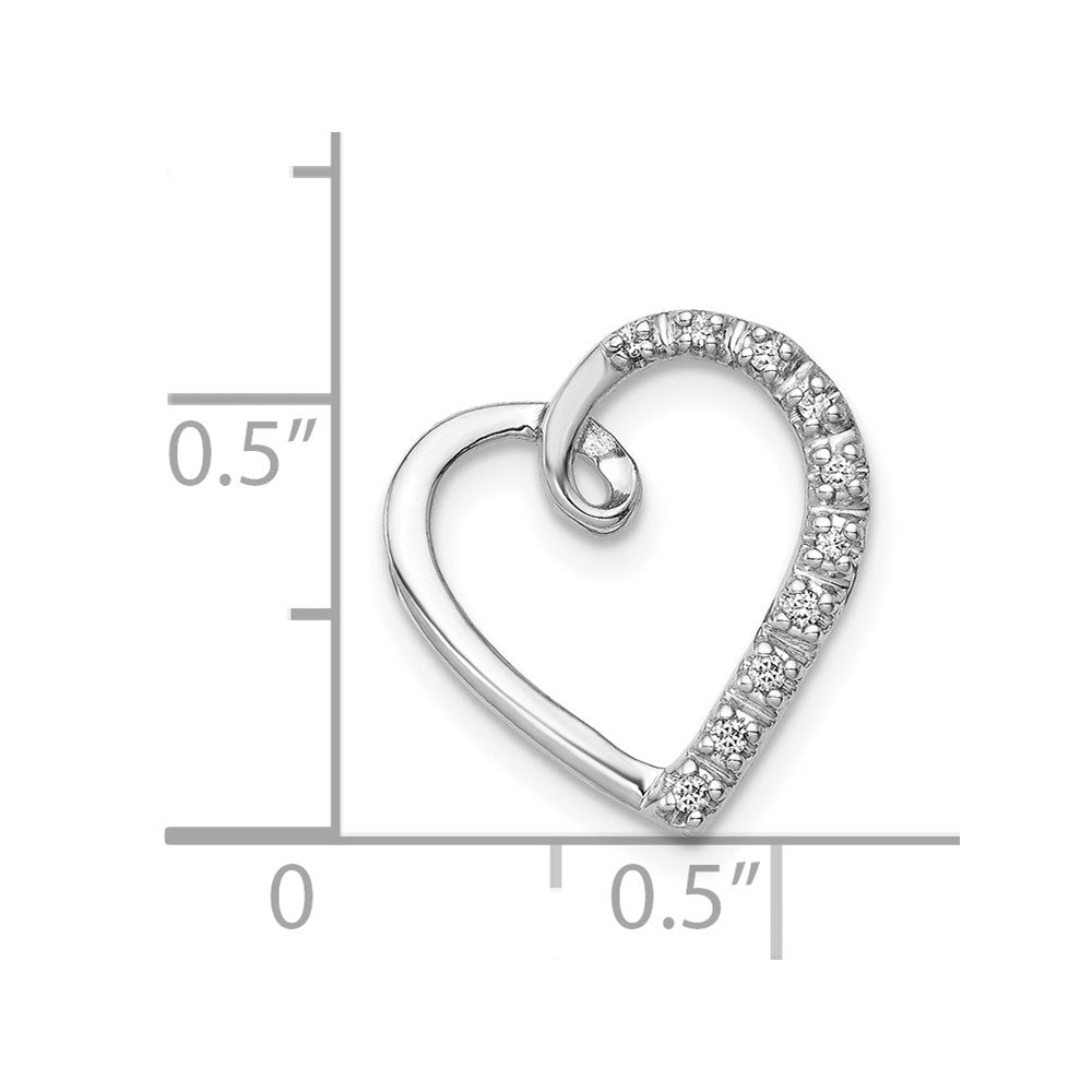 14k White Gold 1/20ct. Real Diamond Heart Chain Slide