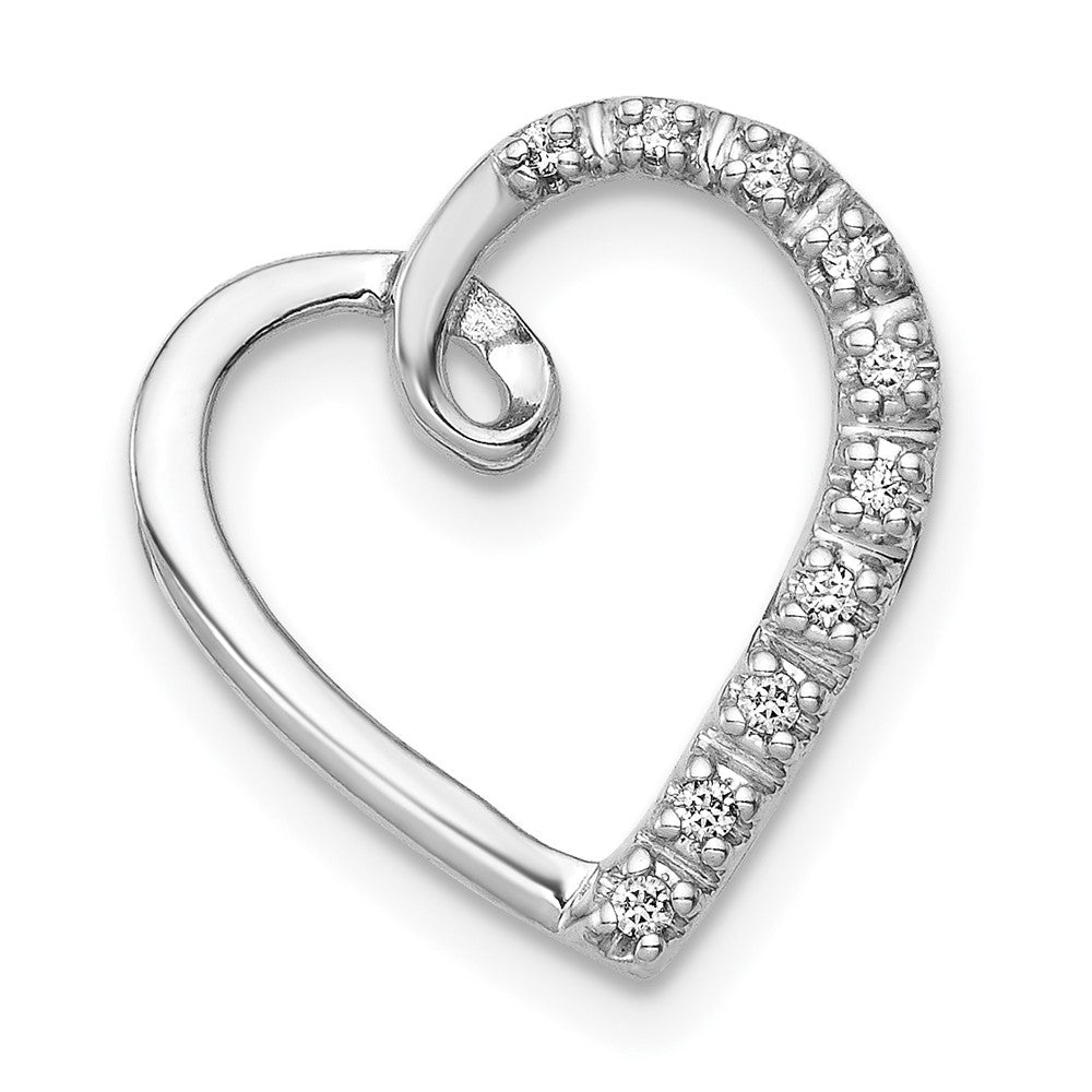 14k White Gold 1/20ct. Real Diamond Heart Chain Slide