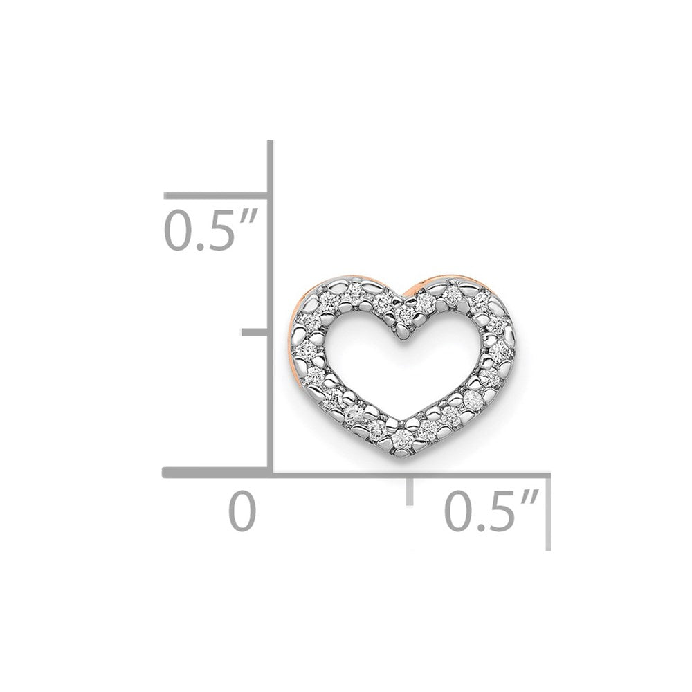 14k Rose Gold 1/15ct. Real Diamond Heart Chain Slide