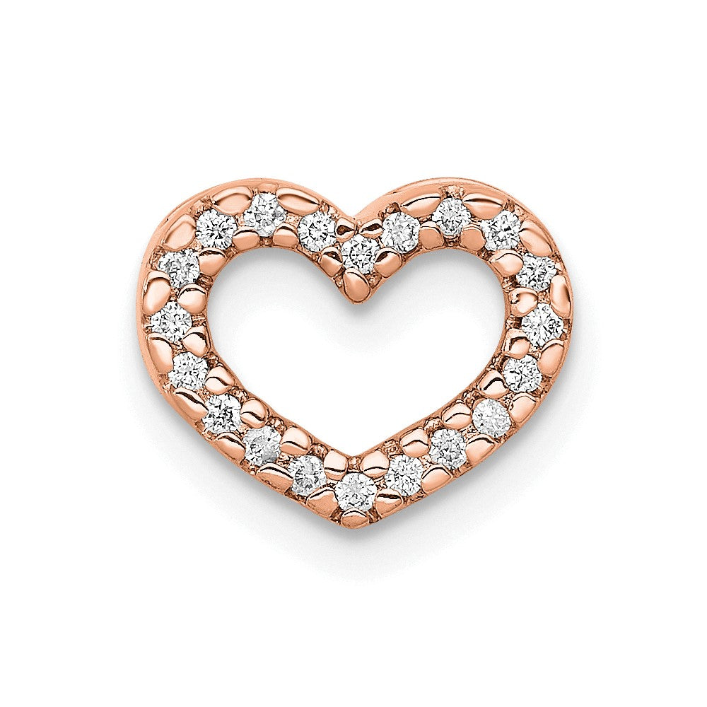 14k Rose Gold 1/15ct. Real Diamond Heart Chain Slide