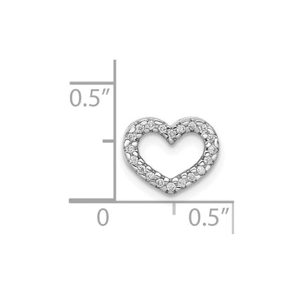 14k White Gold 1/15ct. Real Diamond Heart Chain Slide