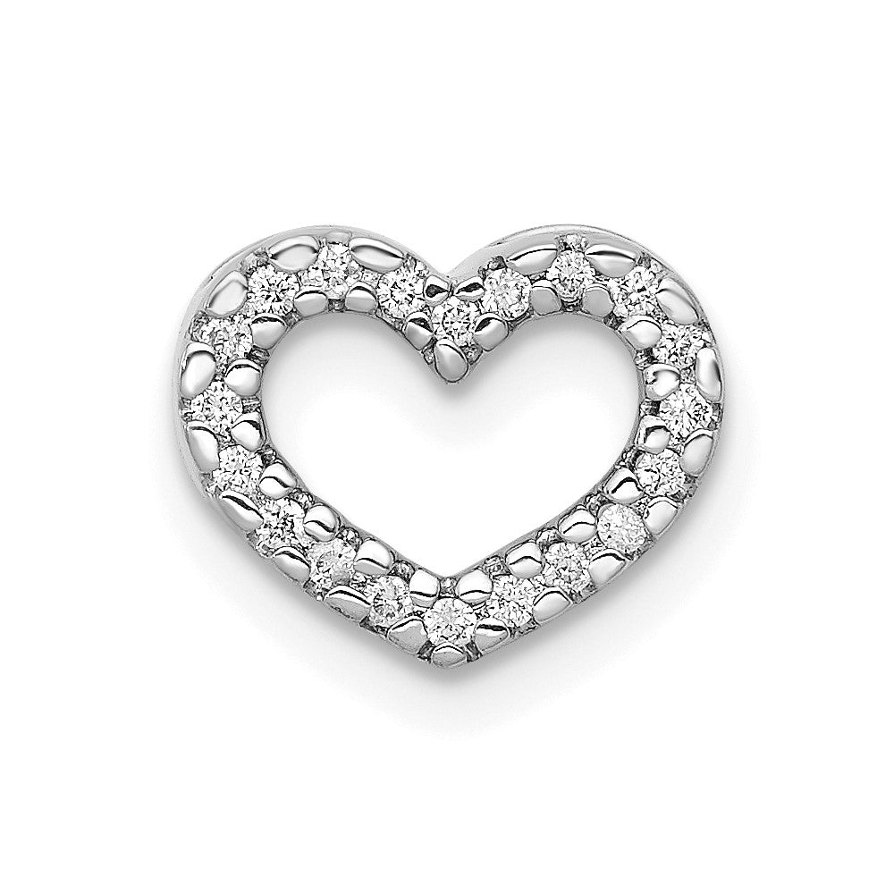 14k White Gold 1/15ct. Real Diamond Heart Chain Slide
