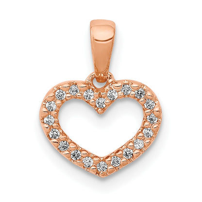 14k Rose Gold .03ct. Real Diamond Heart Pendant