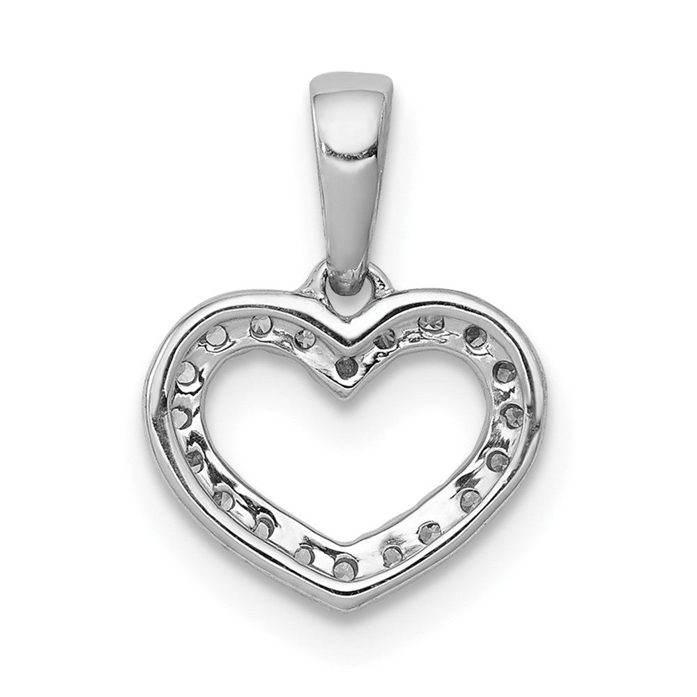 14k White Gold .03ct. Real Diamond Heart Pendant
