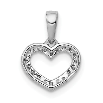 14k White Gold .03ct. Real Diamond Heart Pendant