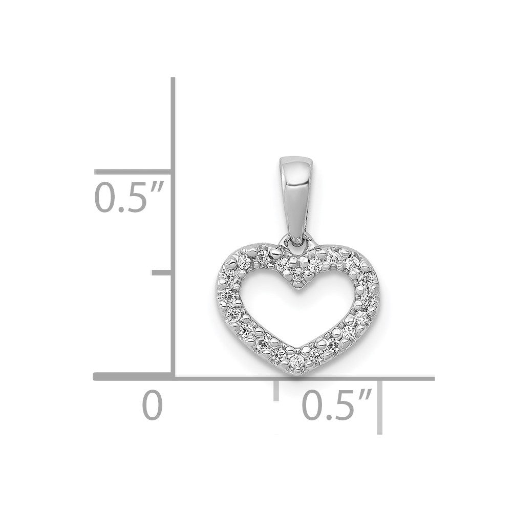 14k White Gold .03ct. Real Diamond Heart Pendant
