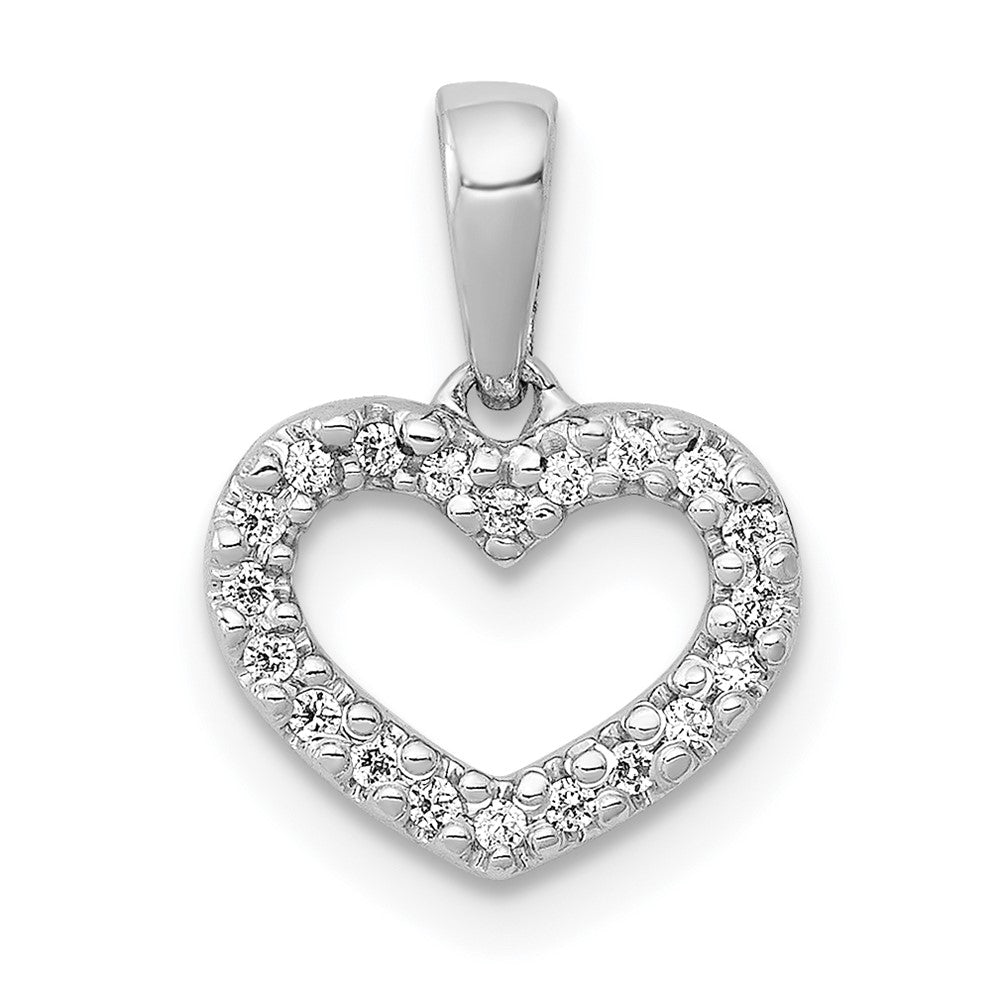 14k White Gold .03ct. Real Diamond Heart Pendant