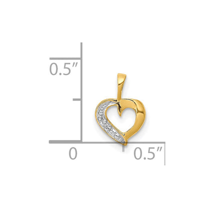 14K Yellow Gold .01ct. Real Diamond Heart Pendant