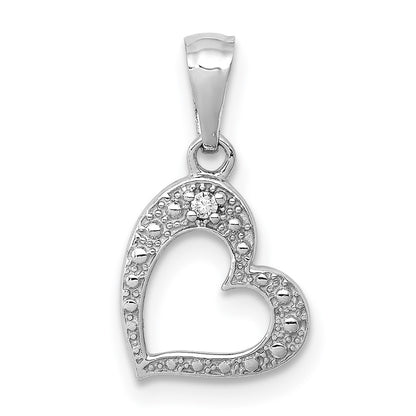 14k White Gold .01ct. Real Diamond Heart Pendant