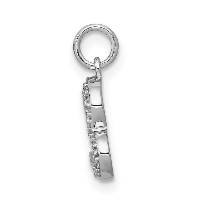 14k White Gold 1/20ct. Real Diamond Curved Heart Charm
