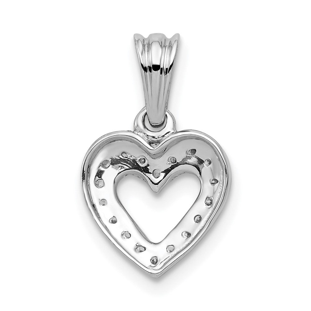 14k White Gold 1/10ct. Real Diamond Heart Pendant