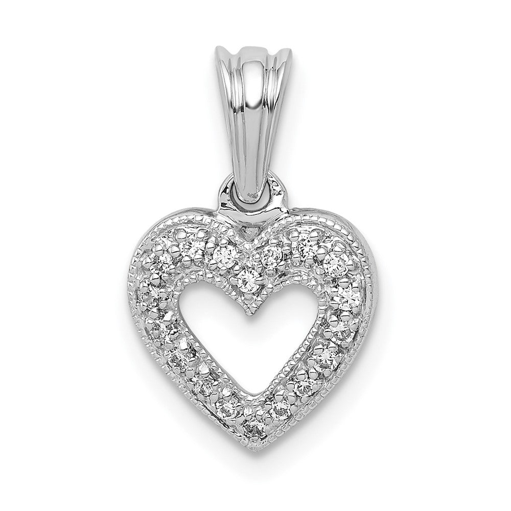 14k White Gold 1/10ct. Real Diamond Heart Pendant