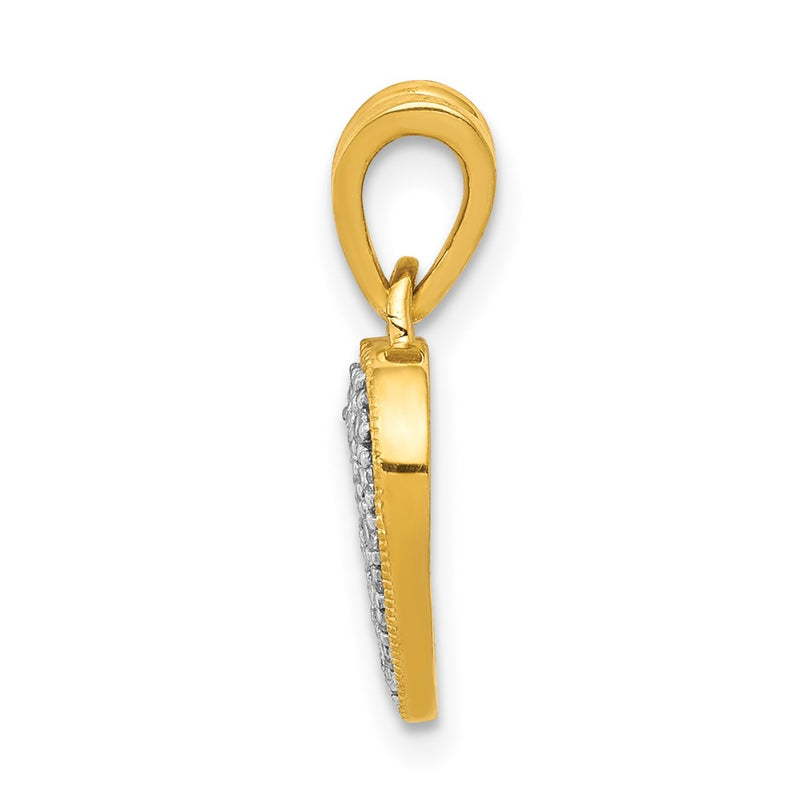 14K Yellow Gold Real Diamond Heart Pendant