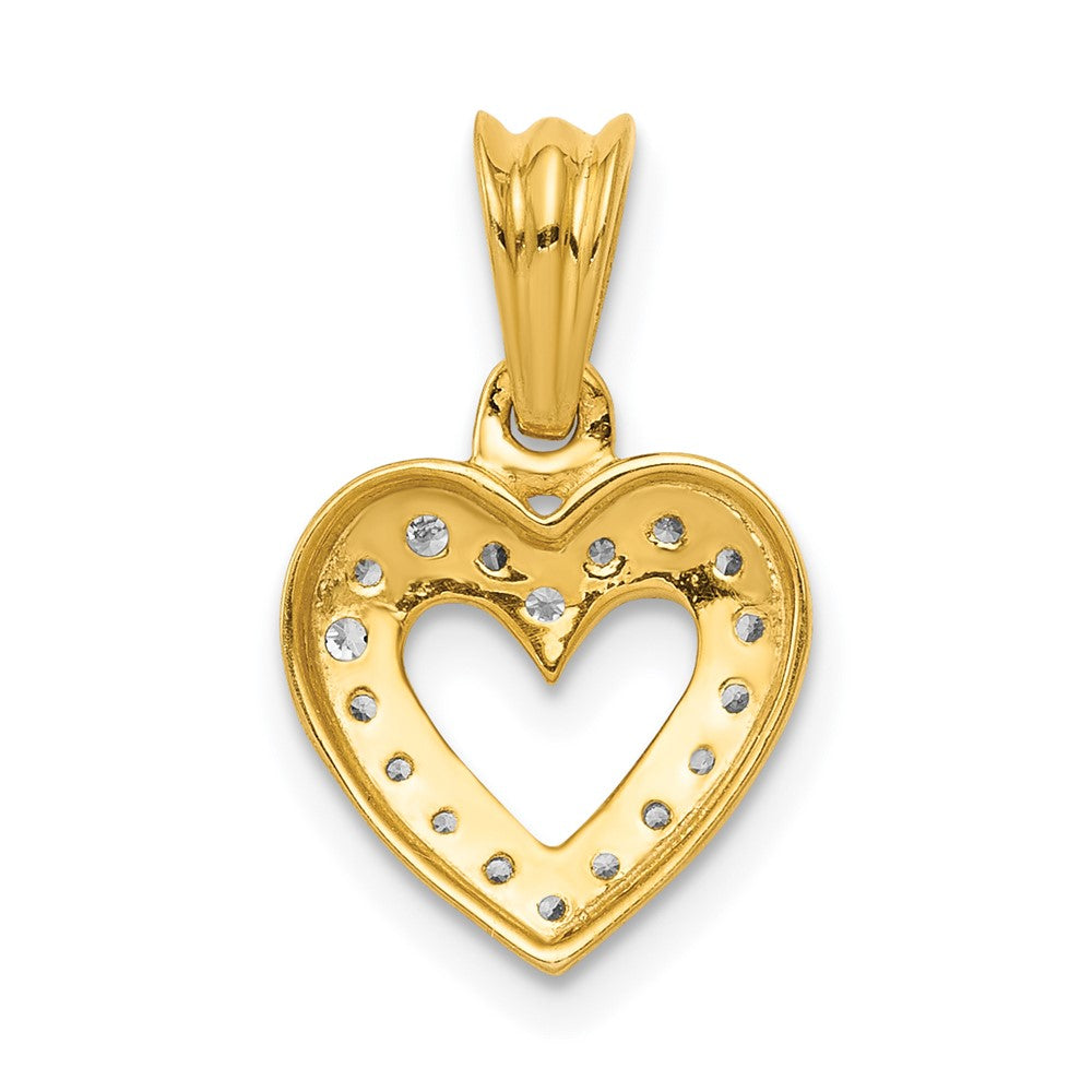 14K Yellow Gold Real Diamond Heart Pendant