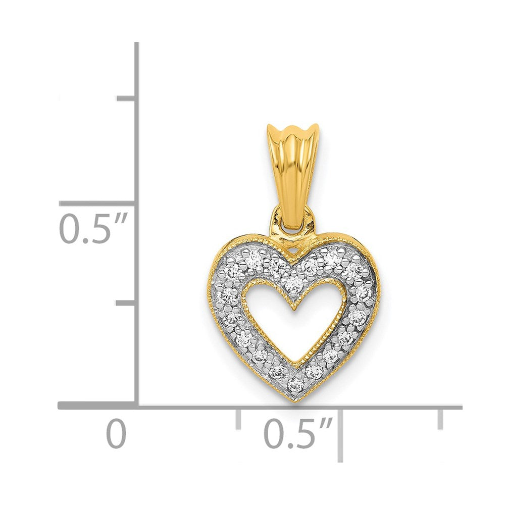 14K Yellow Gold Real Diamond Heart Pendant