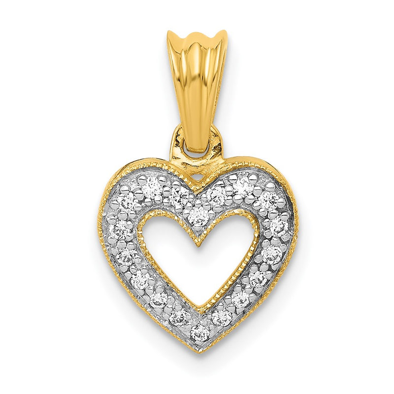 14K Yellow Gold Real Diamond Heart Pendant