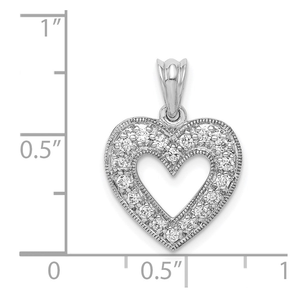 14k White Gold 1/4ct. Real Diamond Heart Pendant