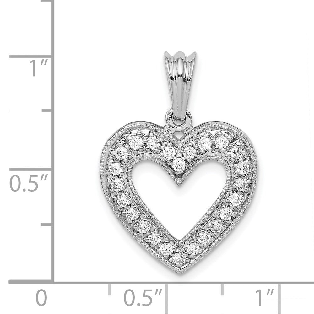 14k White Gold 1/3ct. Real Diamond Heart Pendant
