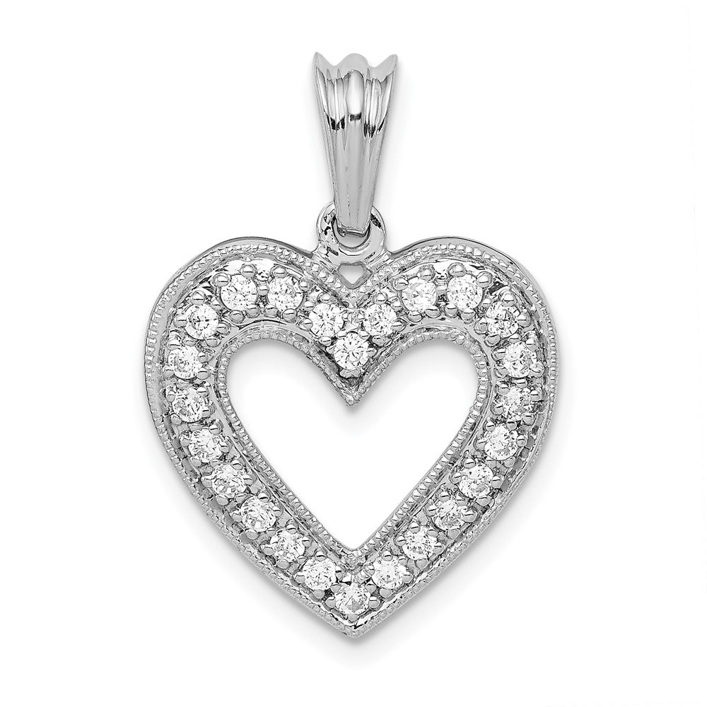 14k White Gold 1/3ct. Real Diamond Heart Pendant