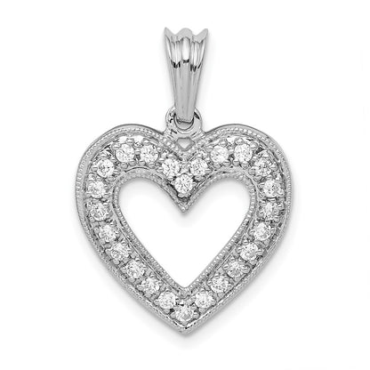 14k White Gold 1/3ct. Real Diamond Heart Pendant