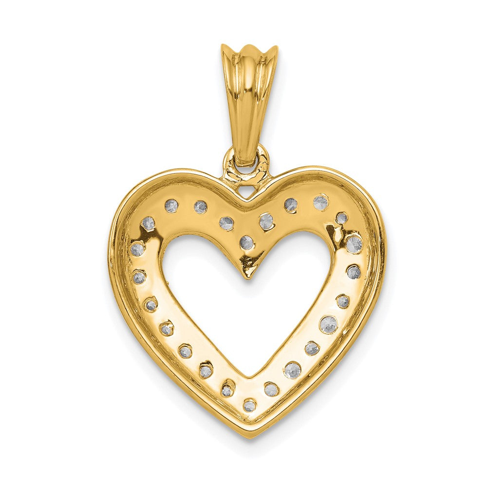14K Yellow Gold 1/3ct. Real Diamond Heart Pendant