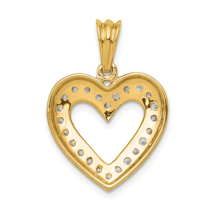 14K Yellow Gold 1/3ct. Real Diamond Heart Pendant