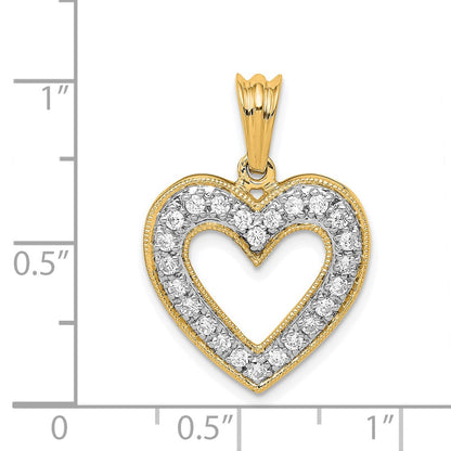 14K Yellow Gold 1/3ct. Real Diamond Heart Pendant