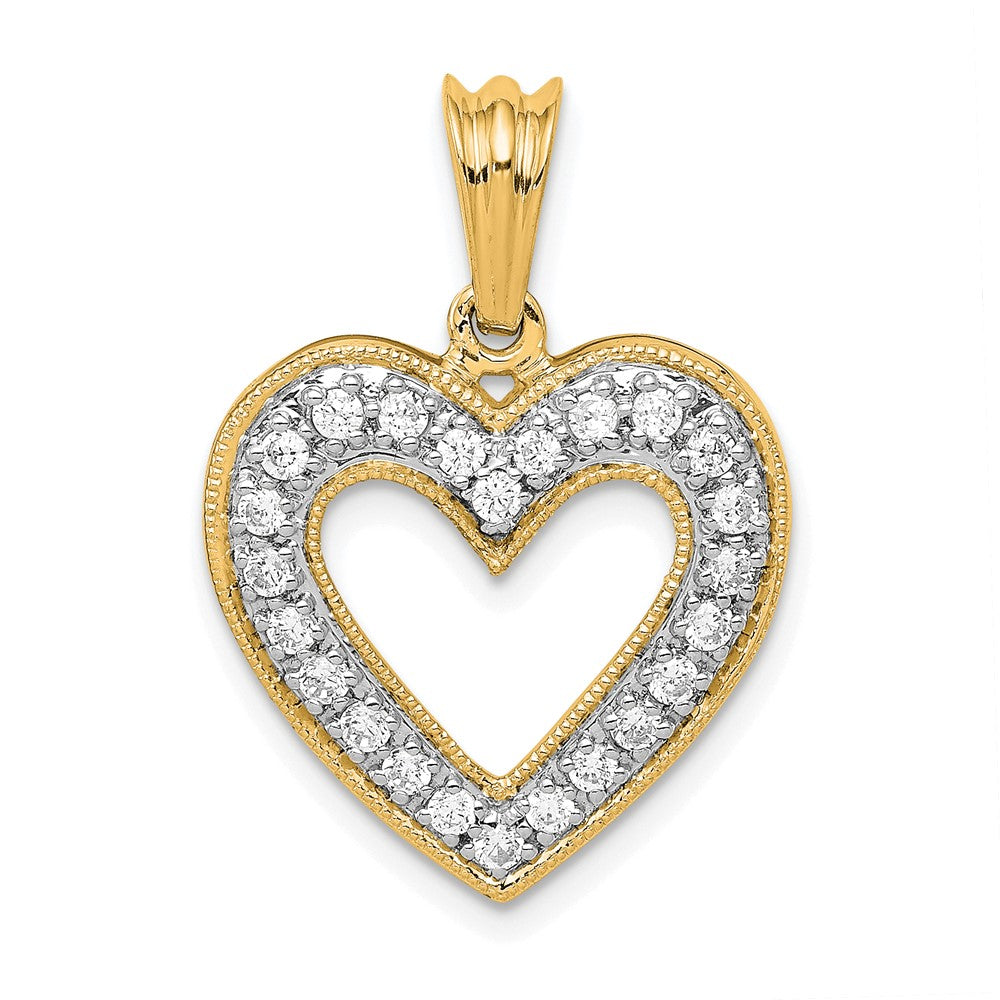 14K Yellow Gold 1/3ct. Real Diamond Heart Pendant