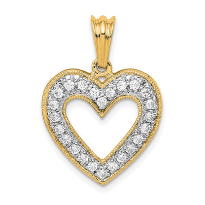 14K Yellow Gold 1/3ct. Real Diamond Heart Pendant