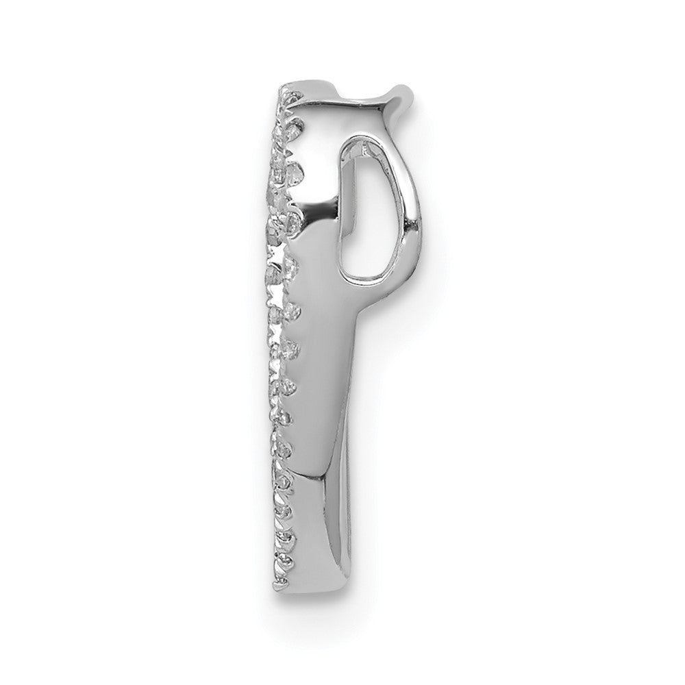 14k White Gold 1/10ct. Real Diamond Vintage Heart Chain Slide
