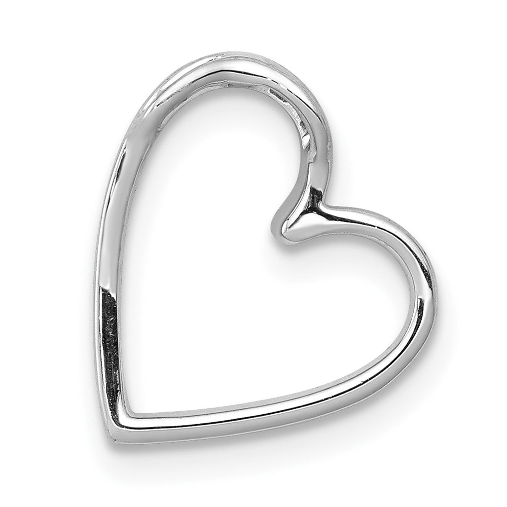 14k White Gold 1/10ct. Real Diamond Vintage Heart Chain Slide