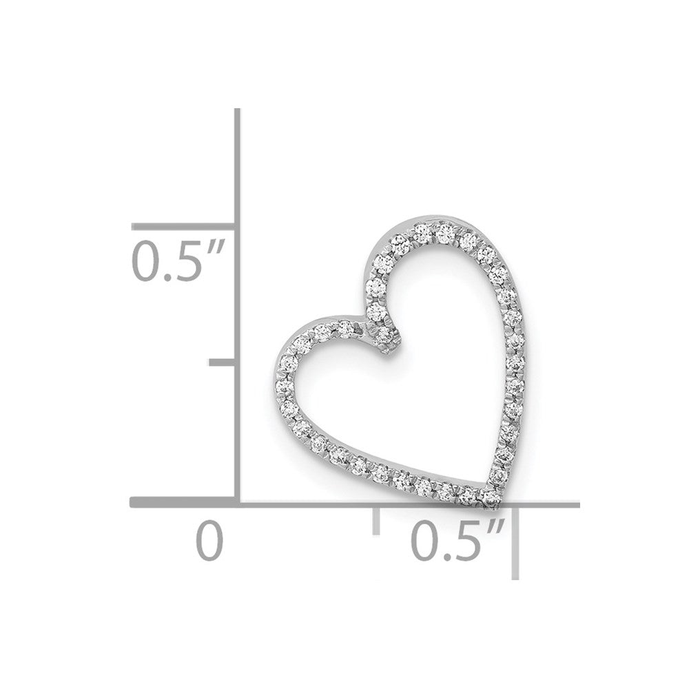 14k White Gold 1/10ct. Real Diamond Vintage Heart Chain Slide
