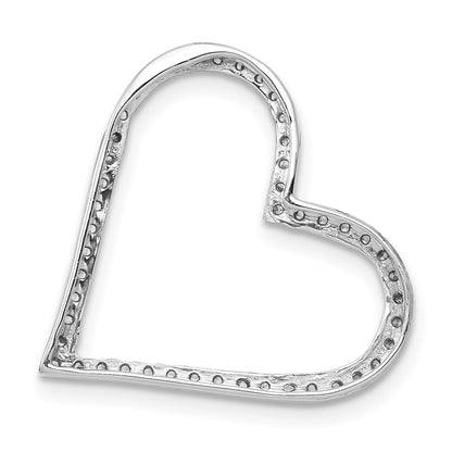 14k White Gold 1/6ct. Real Diamond Heart Chain Slide