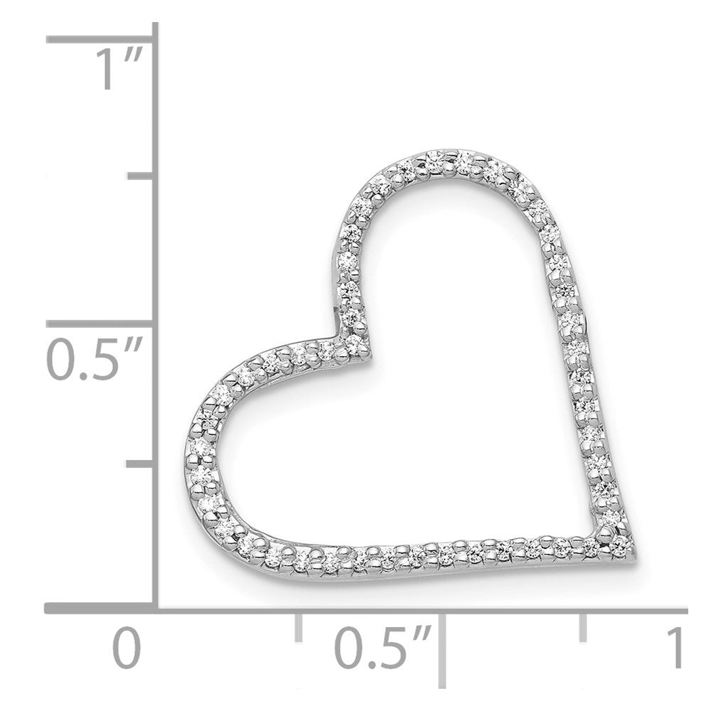 14k White Gold 1/6ct. Real Diamond Heart Chain Slide