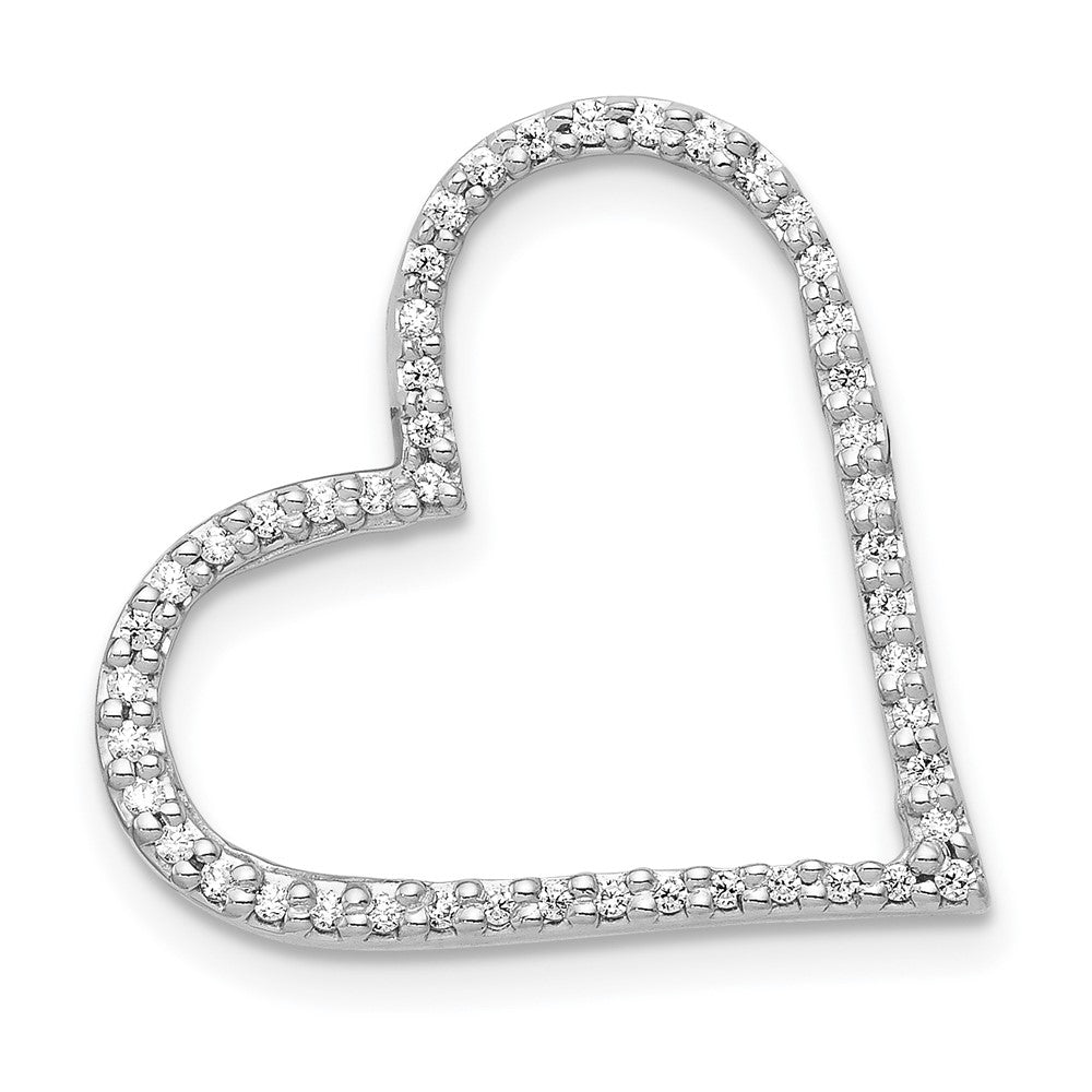 14k White Gold 1/6ct. Real Diamond Heart Chain Slide